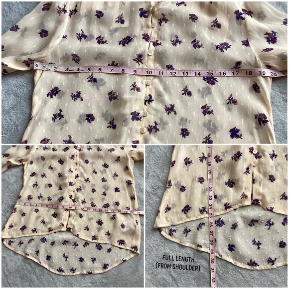 NWT Cleobella Kinsley Blouse Delicate Boho Floral Button Top Tiered Bell Sleeve - Picture 17 of 17